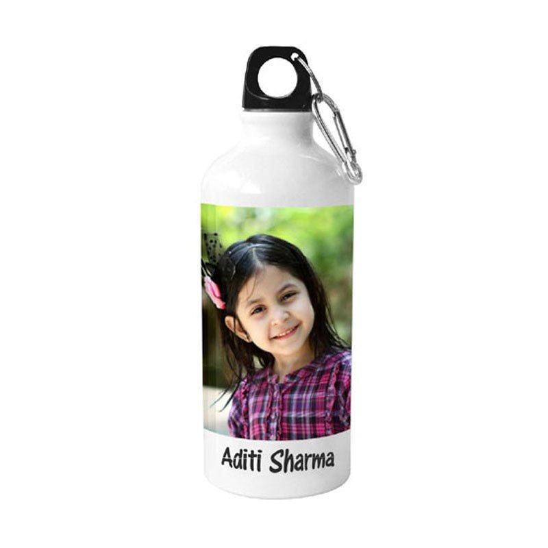 Personalized Photo Printed Sipper Water Bottle – White
