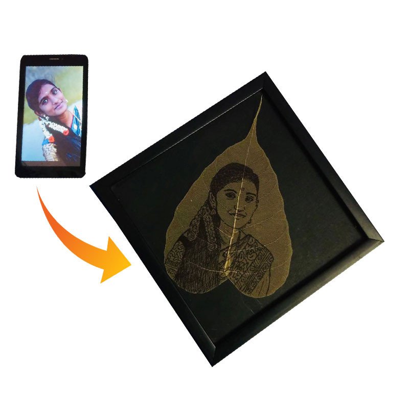 Handmade Leaf Carving Leaf Art Portrait - 8*12 inches