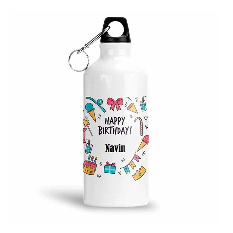 Personalized Name Printed Sipper Water Bottle – White