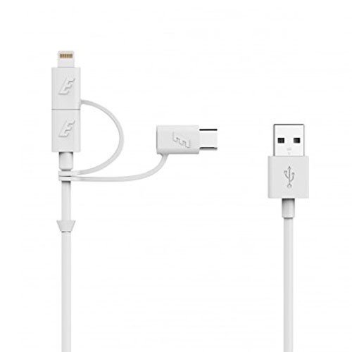 Energizer Apple Certified (MFI) 3 in 1 with Lightning, C Type & USB Cable 1.2 Meter Cable (White)