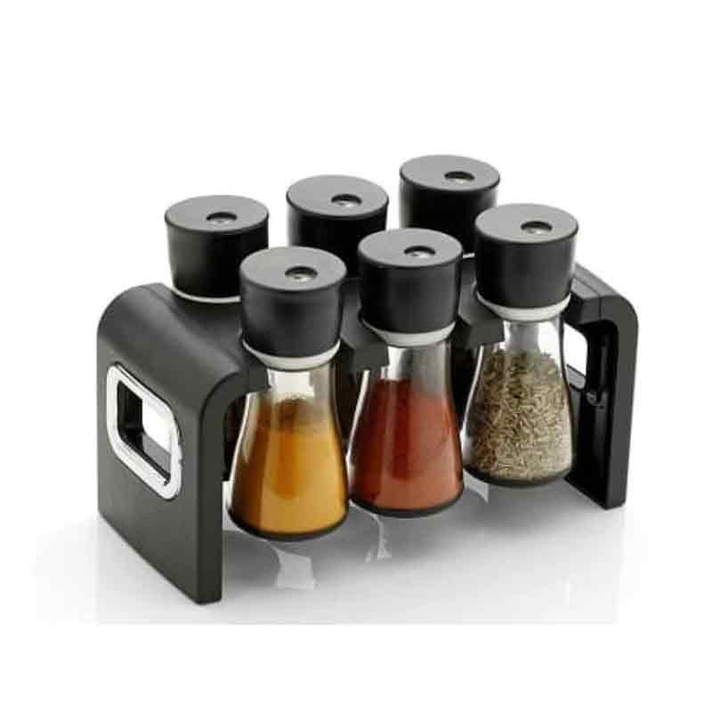 Multipurpose Stackable and Space Savvy Spice Rack for Kitchen - Set of 6 Jar
