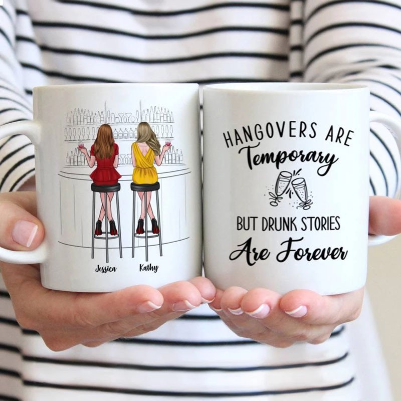 Topgud Exclusive Couple Mugs - Hangovers are temporary but drunk stories are forever ( Set of 2 )